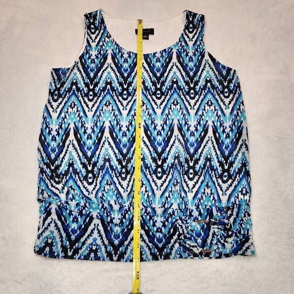 AB STUDIO Blouse Blue Black Tank Top Size S Small Sleeveless - Picture 6 of 9
